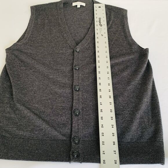 Turnbury Cardigan Sweater Vest Men L Extra Fine Merino Wool Gray Button Grandpa - Picture 5 of 6